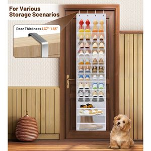 12 Tier Over The Door <b>Shoe</b> Organizer Hanging Rack For Closet Storage White Mesh <b>Shoe</b> <b>Holder</b> With 12 Compartments For <b>Shoes</b> - Product Image 6