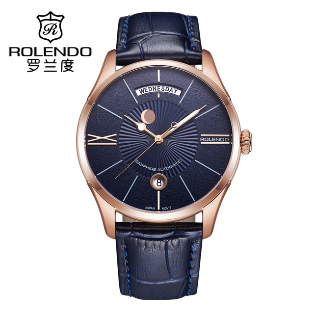 Automatic Mechanical Watch for Men Stainless Steel Sapphire Crystal Dial Perpetual Calendar High Quality Business Luminous