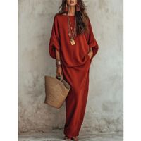 Nouvelle Collection Automne 2026, Robe Longue Unie Élégante Style Européen et Américain pour Femme, Ensemble Deux Pièces Tendance