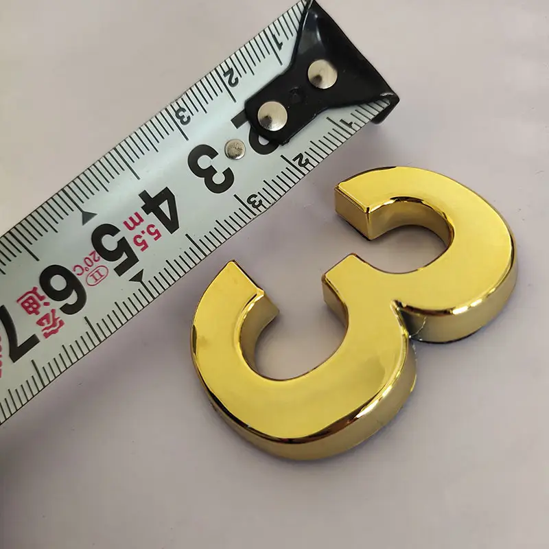 העלה 3D אפקט ABS רסיס זהב האלפבית שקופיות מכתב כתובת מספרי בתי מלון בית דלת פלסטיק כרום מצופה מספר