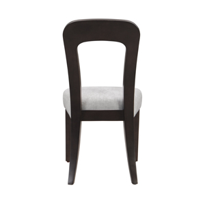 Ensemble de 2 chaises de salle à manger convertibles modernes, chaises d'appoint rembourrées avec assise en tissu gris, pieds en bois d'hévéa massif brun foncé - Product Image 3