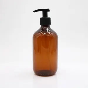 New Style Hot Selling Cosmetic Packaging 300ml 500ml Transparent Amber Green PET Plastic Pump Bottle for Shampoo
