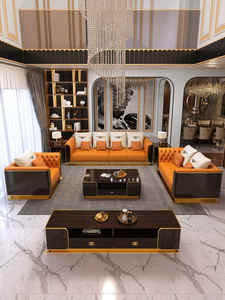 Ensemble de Canapés de Coin Modulables de Luxe Furnistyle <span class=keywords><strong>Royal</strong></span> Design Personnalisé pour Salon avec Fauteuil d'Appoint et Inclinable pour la Maison - Product Image 4