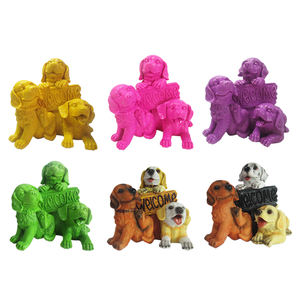 Klasik sevimli köpek hoş geldin yazısı 3D heykeli heykel özel reçine hayvan bahçe heykelciği ve açık havada sundurma dekor için figürler - Product Image 6