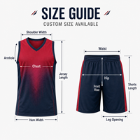 Uniforme de basket-ball pour hommes personnalisé, dégradé rouge marine, ensemble de maillots respirants à col en V pour les compétitions de basket-ball de ligue