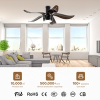 Ventilateur à lumière LED ABS multifonction intelligent 52 pouces en forme de fleur Lampes 24W pour ventilateurs de plafond