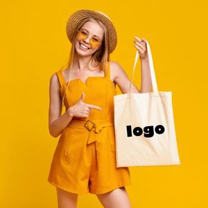 Bolso de compras de lona de algodón multifuncional para mujer, logotipo personalizado, regalo reciclable, bajo MOQ - Product Image 3