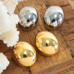 Dernières boucles d'oreilles en acier inoxydable plaqué or 18 carats, géométriques, elliptiques, surface lisse, imperméables, bijoux pour femmes, cadeaux d'anniversaire - Product Image 5