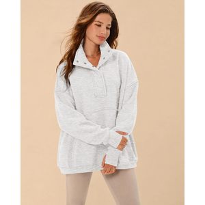 Sudadera Oversize para Mujer FOXA, Cuello Alto, Estilo Henley, Ligera y Cómoda, con Bolsillo Canguro, para Otoño - Product Image 5