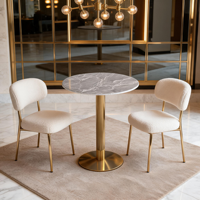 Tables à manger en marbre pour hôtels commerciaux, cafés, tables circulaires/petites modernes et minimalistes, durables, faciles à nettoyer, pour les réunions