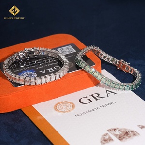 ZUANFA JEWELRY Pulsera de tenis unisex de plata 925 con moissanita de corte esmeralda 4*6MM y diseño geométrico - Product Image 3