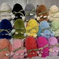 Porte-clés en peluche lapin de 17 cm, pendentif pour sac, accessoires pour téléphone portable, porte-clés de voiture, pompon en fourrure de lapin, porte-clés lapin moelleux
