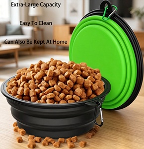 Venta al por mayor de fábrica: Platos portátiles de plástico plegables inteligentes para mascotas (gatos y perros) con logo personalizado, para alimentación y agua, 13 oz - Product Image 4