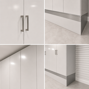 Système d'armoires de rangement murales complètes personnalisées en blanc avec portes hautes et grande capacité de stockage - Product Image 2