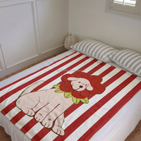 Fabrication de couvertures anime personnalisées sur mesure, rayées rouge et blanc, en flanelle polaire, pour la décoration des fêtes