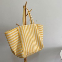 Sac fourre-tout en toile pliable rayé personnalisé, écologique, avec fermeture éclair, directement de l'usine, grand format, à porter à l'épaule ou en bandoulière, doublure en polyester