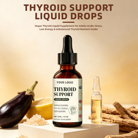 Complément Alimentaire Liquide Végétalien OEM pour le Soutien de la Thyroïde avec Iode, Sélénium, Zinc, L-Tyrosine et Extrait de Racine d'Ashwagandha