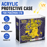   Boîtier de protection en acrylique pour Elite Trainer Box (ETB) et Booster Box, avec couvercle magnétique anti-poussière, vitrine de présentation et rangement pour collection TCG