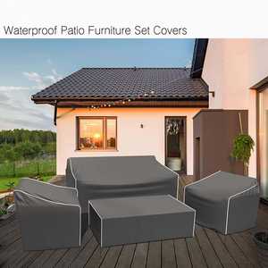 الهندباء الباحة الأثاث يغطي 4 قطعة ، للماء في الهواء الطلق الجدول كرسي يغطي ، مجموعة أريكة خارجية يغطي-رمادي - Product Image 6