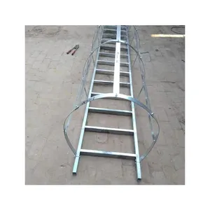 Galvanized Carbon Steel Stainless Steel Aluminum Alloy External Wall Fixed Maintenance Pedestrian Steel Cage Vertical Ladder