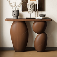 Table console en galets artistiques, style wabi-sabi, néo-chinois, moderne, luxe, salon, couloir, hall d'entrée, hôtel