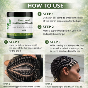 Gel capillaire sans alcool à base de plantes pour tresses soignées, brillantes et à tenue forte, 64 oz, fabriqué en Chine pour salon, tous types de cheveux - Product Image 2