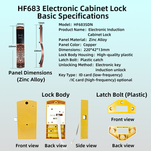 HF683SDN RFID ตัวล็อคตู้พร้อมกุญแจกันน้ำ ความสูง 220 มม. สำหรับตู้ล็อกเกอร์สระว่ายน้ำและระบบจัดเก็บของในห้องเปลี่ยนเสื้อผ้า - Product Image 3