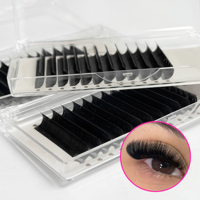 Terciopelo de cachemira oscuro para bandejas de suministros de extensiones de pestañas, negro mate, fácil de abanicar individualmente, fibra PBT coreana, libre de crueldad animal, vegano