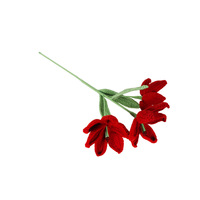 Handgefertigter Häkel-Lilienblütenstiel Einzelner Blütenzweig für Vasenarrangements Hochzeitsstrauß Valentinstagsgeschenk Heimtischdekoration