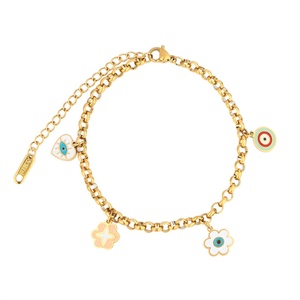 Hip Hop Colorful <b>Cute</b> Jewelry Charm Flower Necklace <b>Bracelet</b> Earring Enamel Jewelry Set - Product Image 3