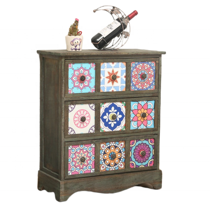 Деревянный Комод в деревенском стиле с 9 ящиками, комод для хранения мебели, башня для спальни, шкафа, офисный шкаф-Органайзер