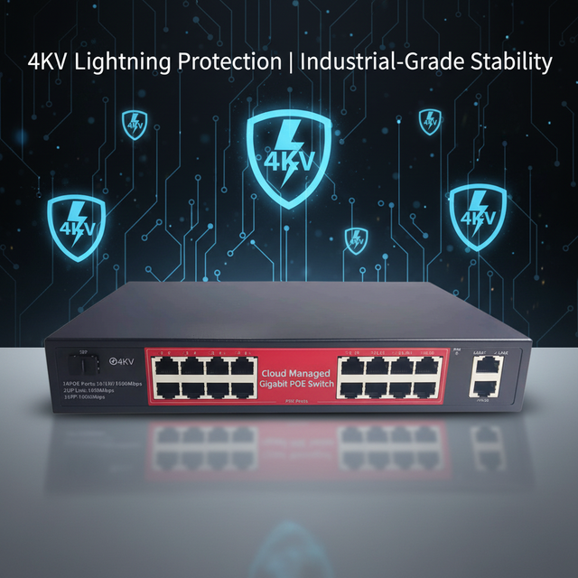 Rackmount 16 Ports 1000Mbps Smart Controlled Mobile Phone Remote Cloud Managed POE Switch for CCTV System