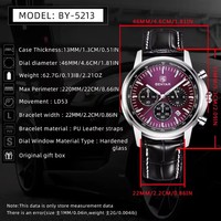 BENYAR Marke 5213 Herrenuhren Top-Luxus Quarzuhr für Männer Chronograph Armbanduhren Uhr Wasserdicht Leder Leuchtende Uhr
