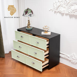 <span class=keywords><strong>Commode</strong></span> en bois vert clair moderne avec poignées chromées, <span class=keywords><strong>commode</strong></span> à 6 tiroirs, armoire de rangement moderne pour chambre à coucher - Product Image 2