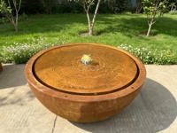 Fontaine à eau extérieure en acier Corten de 31 pouces avec lumière LED et pompe pour jardin et terrasse