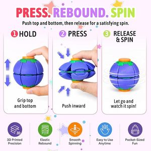 Balle anti-stress à pression et rotation imprimée en 3D, jouet de bureau mécanique rotatif, jouet sensoriel portable, unisexe, à partir de 8 ans - Product Image 3