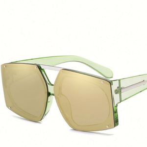 New Arrivals Trendy Men Women <b>Mirror</b> Lens <b>Irregular</b> Rimless Sunglasses Custom Logo UV400 Oversized Women Sunglasses 2021 - Product Image 3