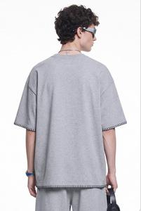 Camiseta de <span class=keywords><strong>Hombre</strong></span> Estilo Americano, Formal, Tejido Sólido de Poliéster/Algodón, Corte Regular, Cuello Redondo, Manga Corta - Product Image 4