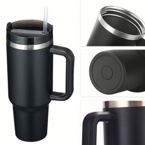 Gobelet isotherme à double paroi en acier inoxydable 304 de 40 oz avec poignée et paille, sans BPA, personnalisable avec logo, tasse de voyage isolée, réponse rapide - Product Image 2