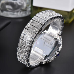 Reloj de Pulsera de Cuarzo de Acero Inoxidable de Alta Calidad y Estilo Moderno, Reloj de Hombre con Diamantes Completos Estilo Hip-hop de 40 mm - Product Image 5