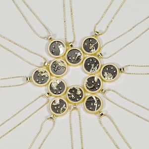 Collar Vintage al por Mayor con Cadena de 12 Signos del Zodíaco, Aleación de Circonio, Chapado en Oro de 18K, con Tarjeta de Deseos, Regalo <span class=keywords><strong>para</strong></span> Parejas y Mejores Amigos - Product Image 2