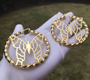 Pendientes de Aro Trenzados de Acero Inoxidable Chapados en Oro de 18K con Personajes de Dibujos Animados Personalizados para Mujer, Modernos para Fiestas, Disponibles para Dropshipping - Product Image 3