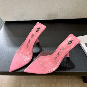 Scarpe Donna Peep Toe Unique Fashion Transparent <b>Slippers</b> Sandals <b>Mules</b> for Ladies - Product Image 4