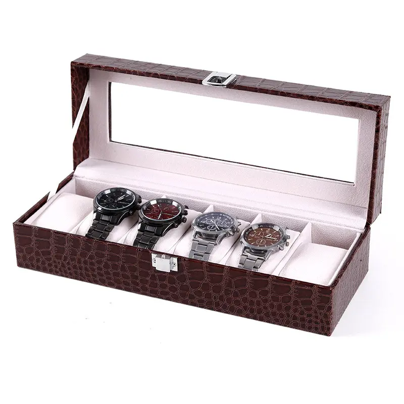 6 Slot Wholesale Unique Luxury Custom Logo Handmade Beautiful Stone PU Leather Watch Box Display