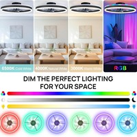 Lampu Kipas Plafon LED RGB Terbaru dengan Kontrol Aplikasi Jarak Jauh, Motor DC Senyap, Kipas Pintar Profil Rendah