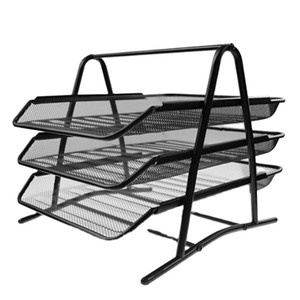 Bac à lettres grillagé à 3 niveaux Porte-documents de <span class=keywords><strong>bureau</strong></span> A4 Rangement des dossiers papier Organisateur de <span class=keywords><strong>bureau</strong></span> - Product Image 4