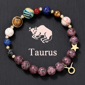 Pulsera de <span class=keywords><strong>Pareja</strong></span> con Colgante de Acero Inoxidable y Cuentas de Piedra de Lava y Ojo de Tigre Natural de los 12 Signos del Zodíaco, Regalo Personalizado al por Mayor <span class=keywords><strong>para</strong></span> Hombres y Mujeres - Product Image 3