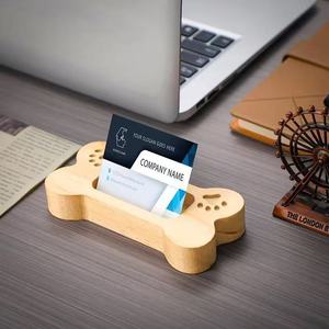 Porte-cartes de visite en forme d'os de chien en bois, 20 cm x 20 cm, boîte de rangement de bureau avec empreinte de patte d'animal, pour la maison et le bureau - Product Image 1