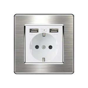 Europe Standard Pc Matériel 16A 250V Double Paroi Prise Allemande Usage Domestique Alimentation Électrique Charge USB 86*146 Double Sortie - Product Image 2