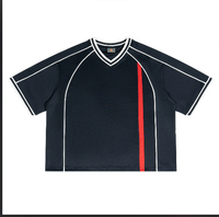 T-shirt pour homme personnalisé à col en V contrasté, manches courtes, de haute qualité, coupe ample, t-shirt de sport pour le football